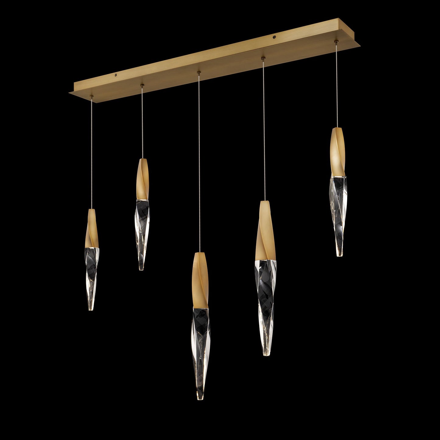 Kindjal 18"H x 40"W 5-Light Crystal Multi-Light Pendant in Aged B