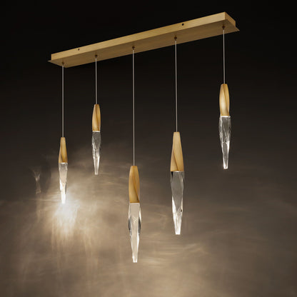 Kindjal 18"H x 40"W 5-Light Crystal Multi-Light Pendant in Aged B