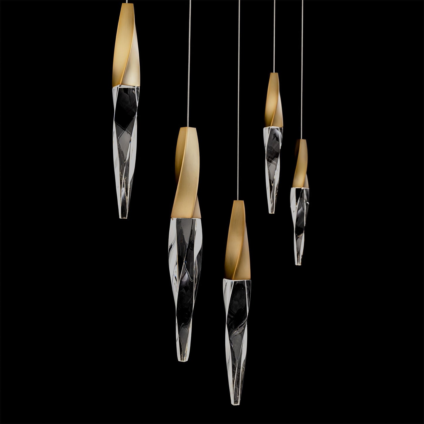 Kindjal 18"H x 40"W 5-Light Crystal Multi-Light Pendant in Aged B