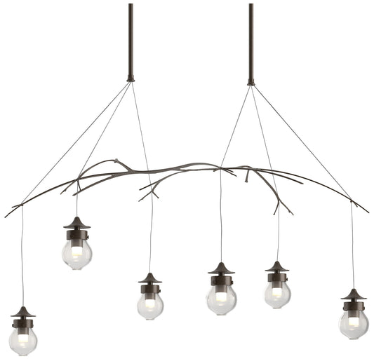 Kiwi 36.8" Wide Bronze Short Height Pendant With Clear Glass Shade