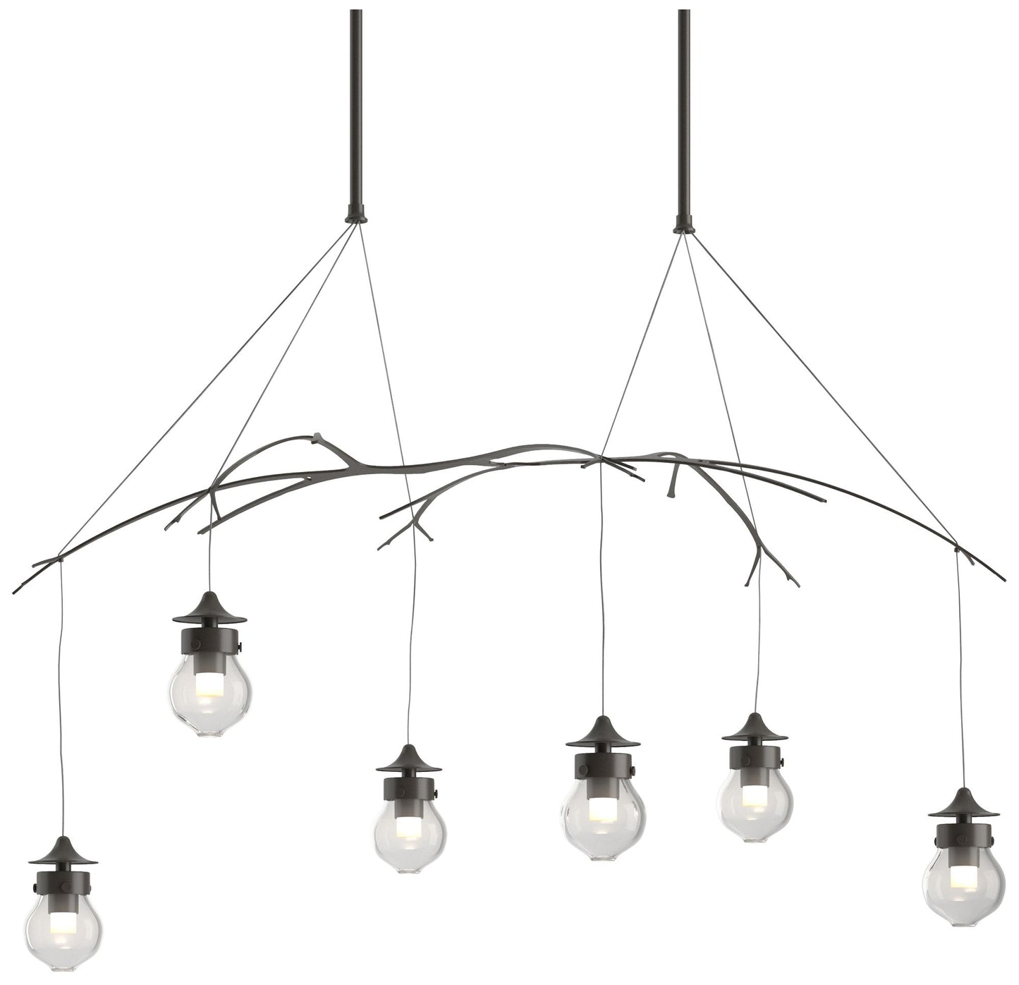 Kiwi 36.8" Wide Dark Smoke Long Pendant With Clear Glass Shade