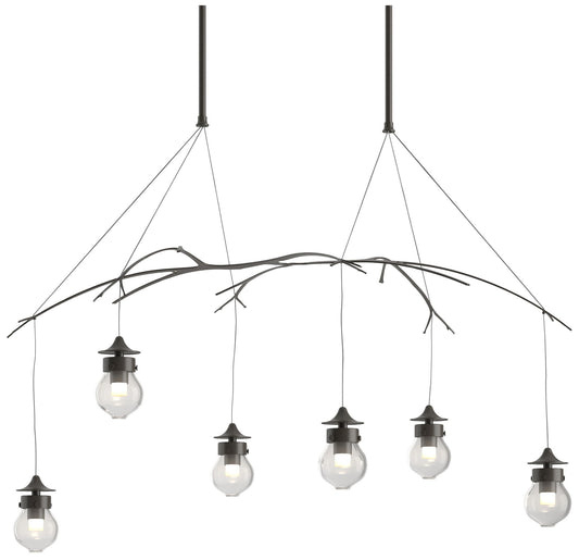 Kiwi 36.8" Wide Dark Smoke Short Height Pendant With Clear Glass Shade