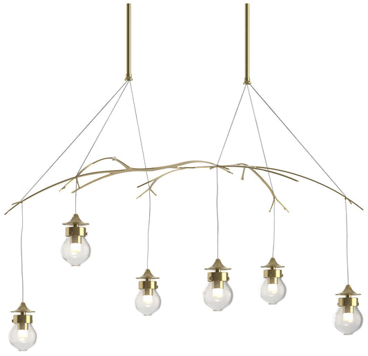 Kiwi 36.8" Wide Modern Brass Long Pendant With Clear Glass Shade