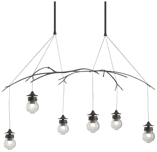 Kiwi 36.8" Wide Natural Iron Long Pendant With Clear Glass Shade