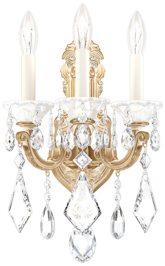 La Scala 17"H x 11.5"W 3-Light Crystal Wall Sconce in Parchment G