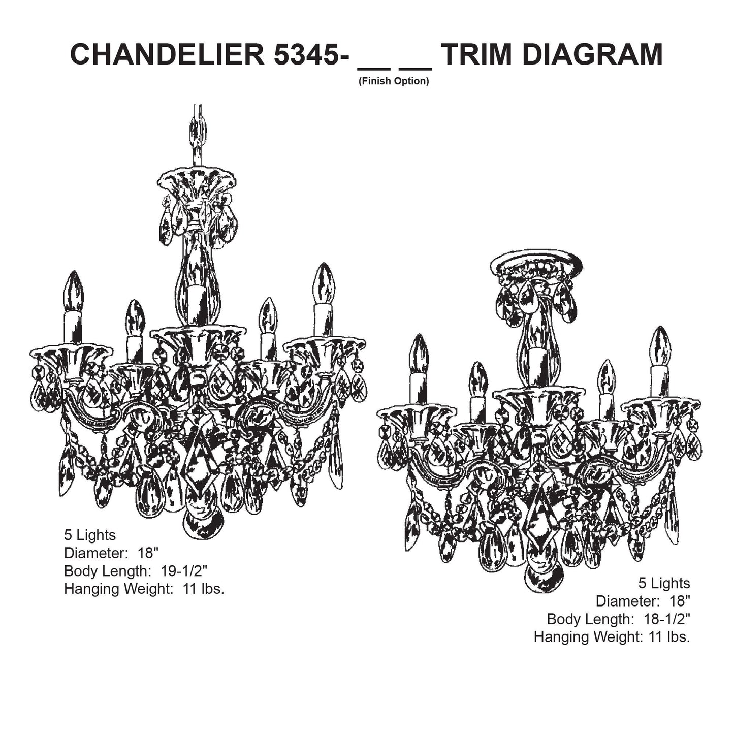 La Scala 19.5"H x 18"W 5-Light Crystal Semi-Flush Mount in Antiqu
