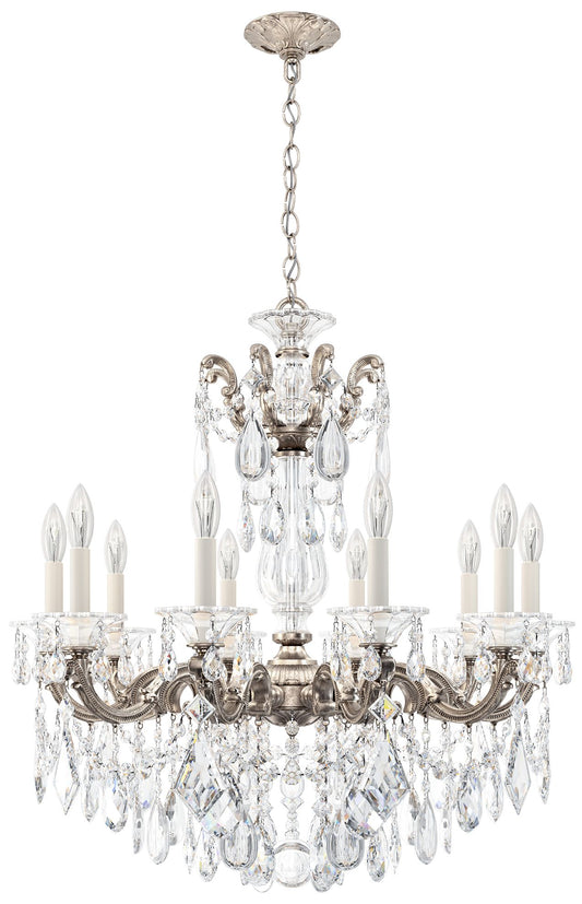 La Scala 29.5"H x 28"W 10-Light Crystal Chandelier in Antique Sil