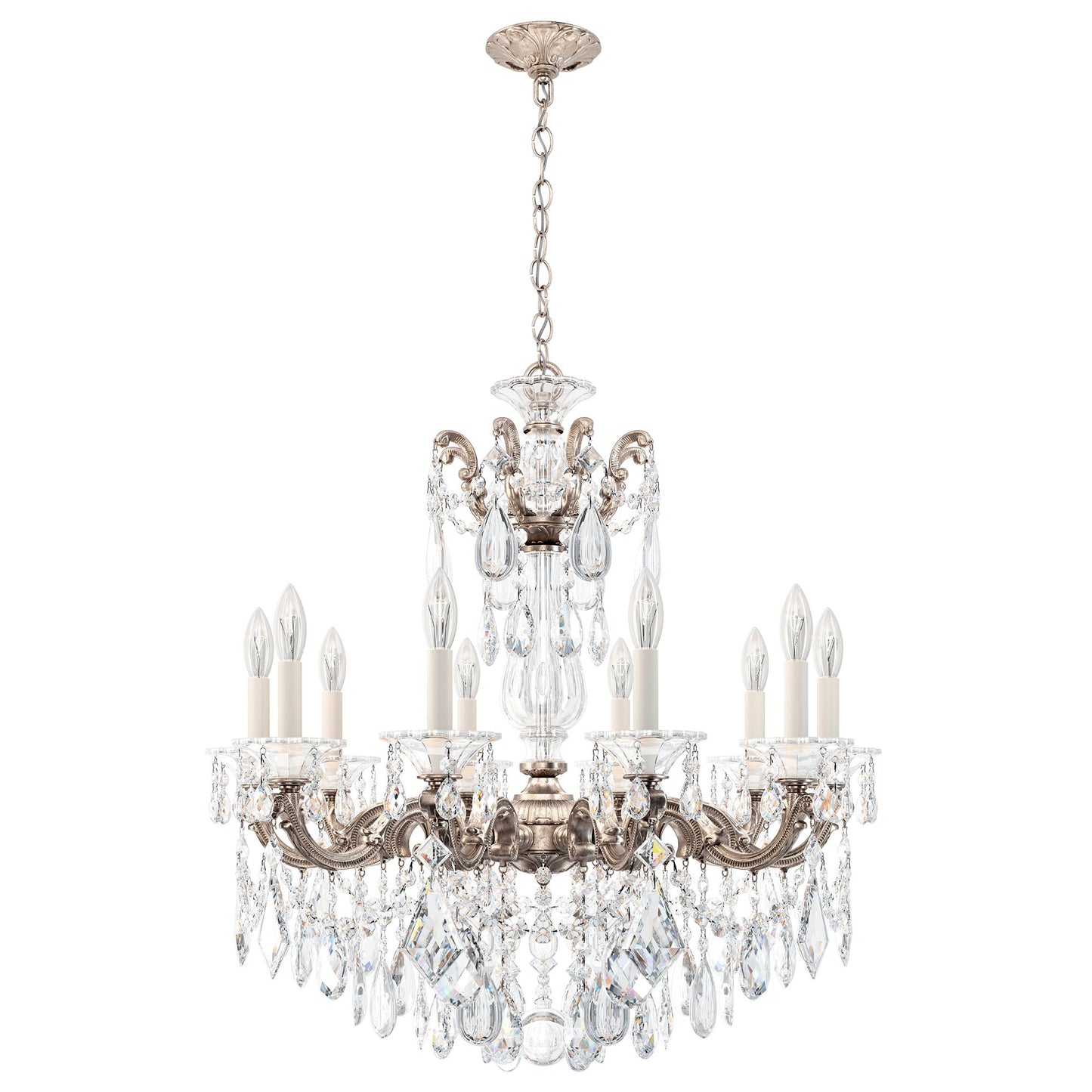La Scala 29.5"H x 28"W 10-Light Crystal Chandelier in Antique Sil