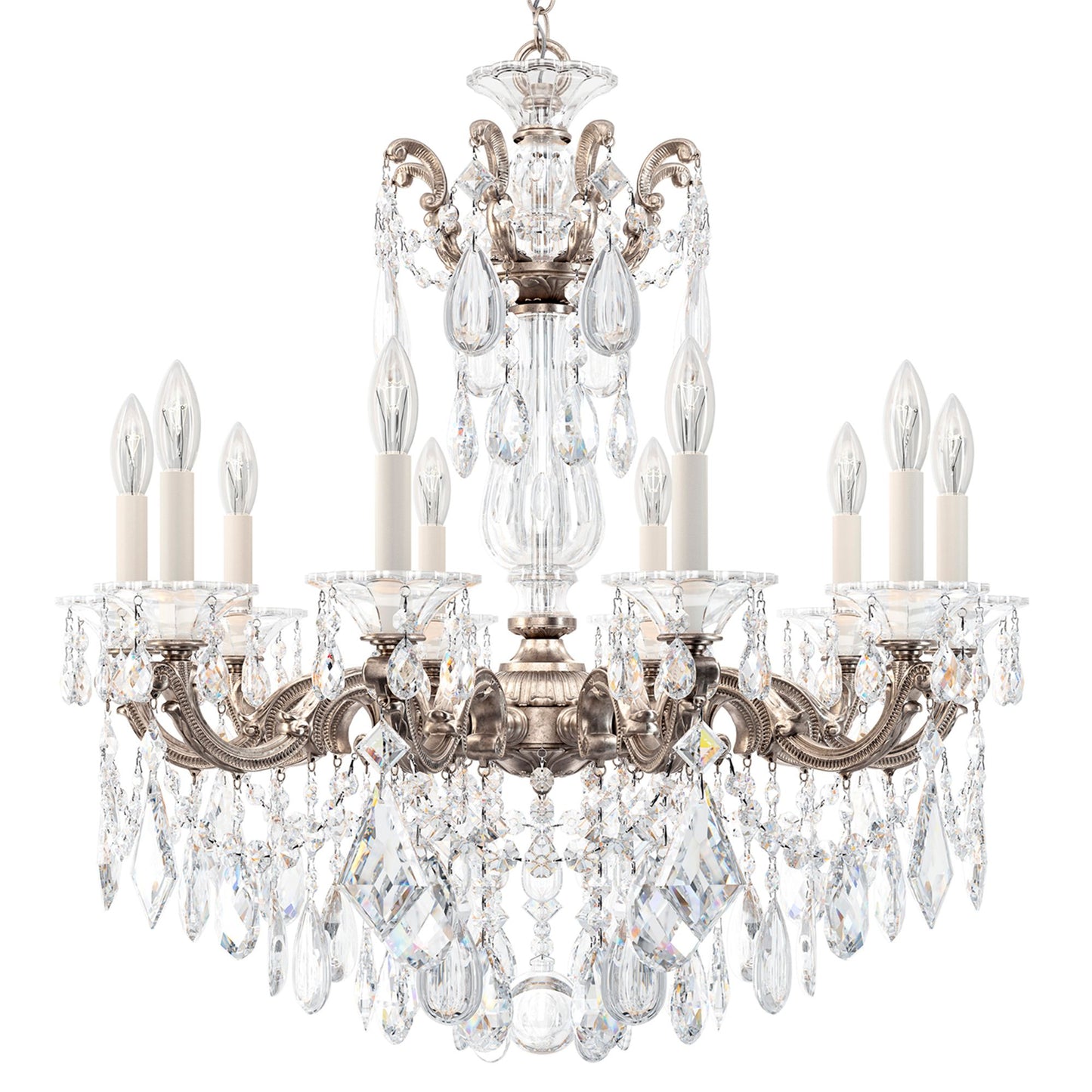 La Scala 29.5"H x 28"W 10-Light Crystal Chandelier in Antique Sil