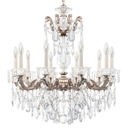 La Scala 29.5"H x 28"W 10-Light Crystal Chandelier in Antique Sil