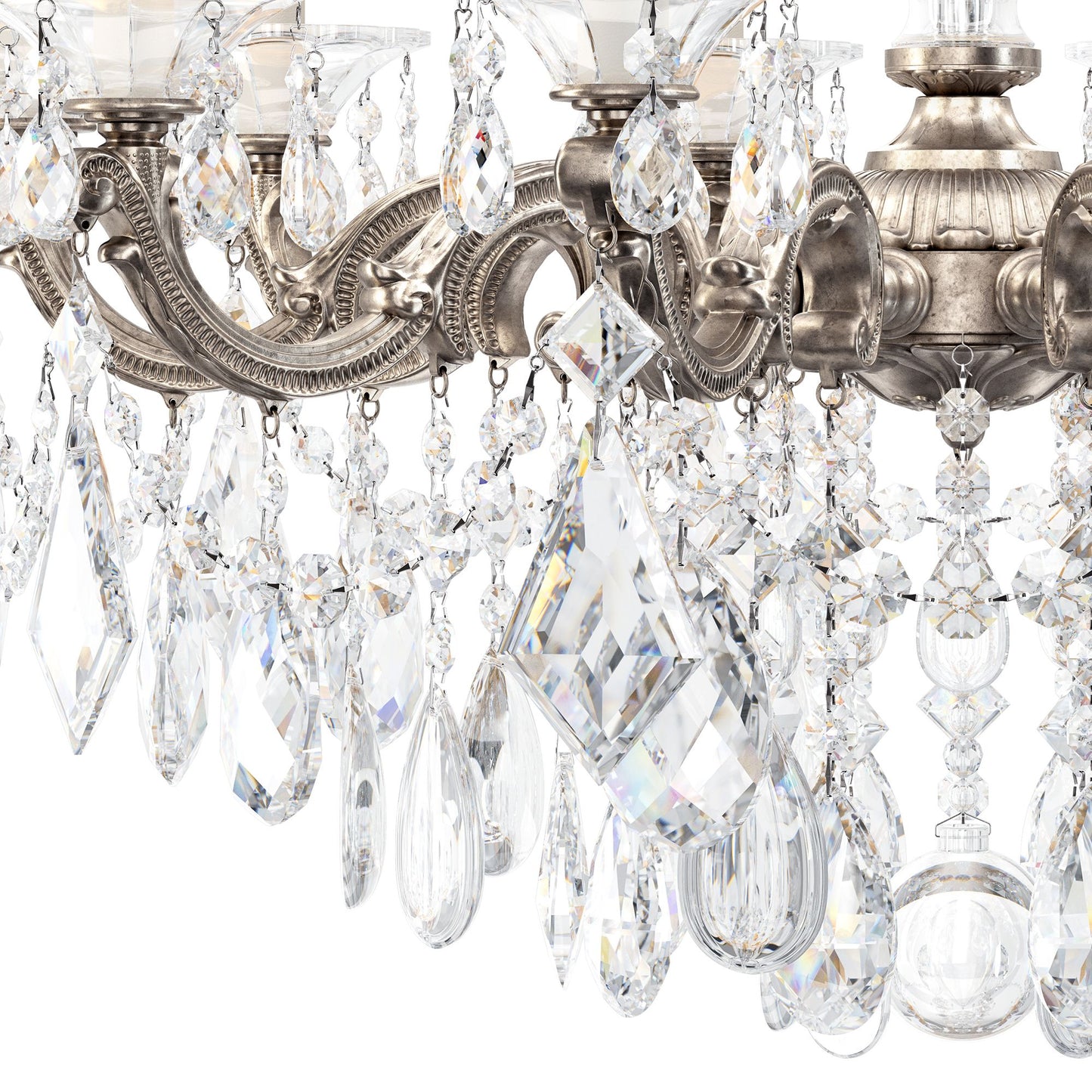 La Scala 29.5"H x 28"W 10-Light Crystal Chandelier in Antique Sil