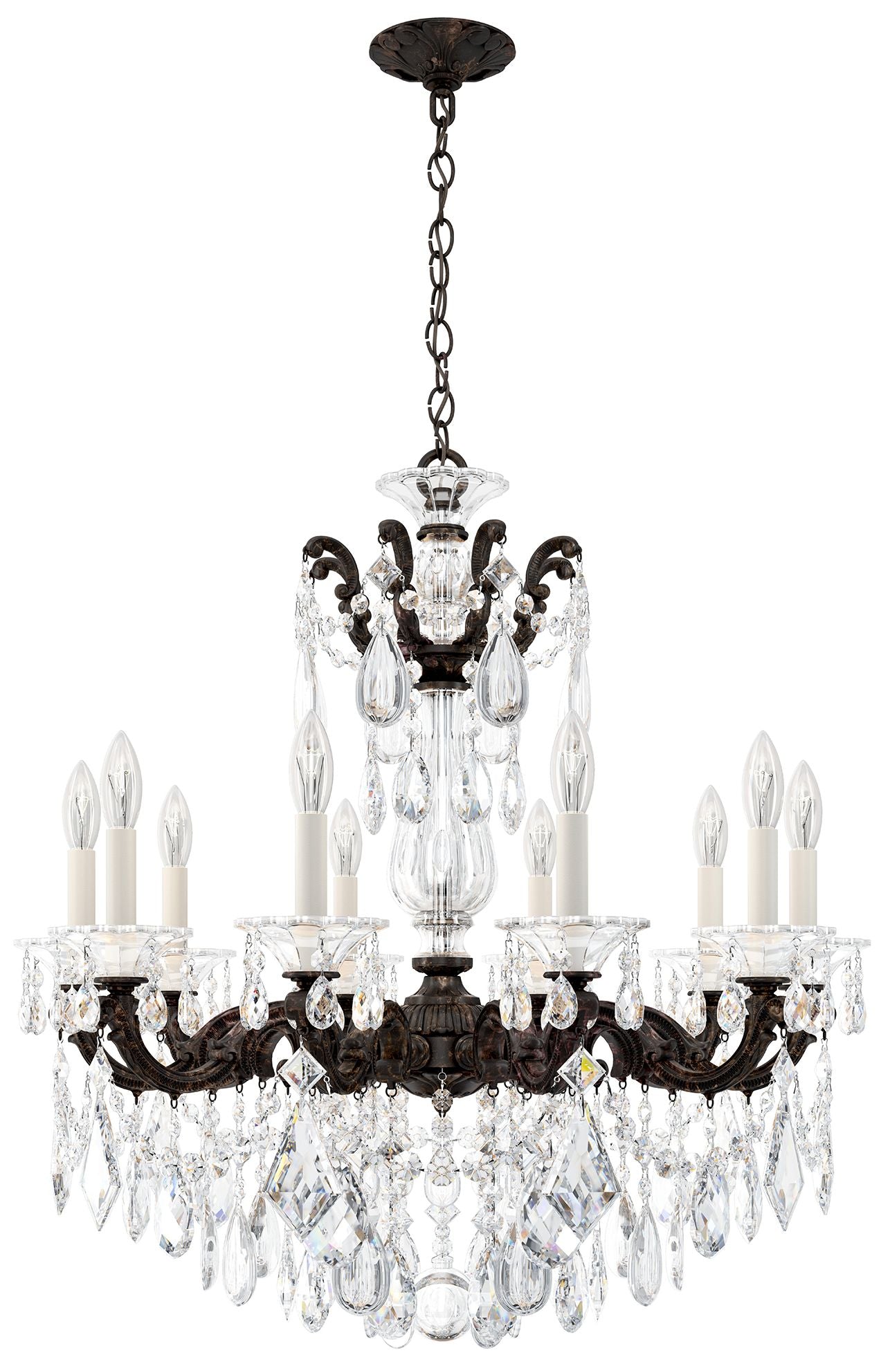 La Scala 29.5"H x 28"W 10-Light Crystal Chandelier in Heirloom Br