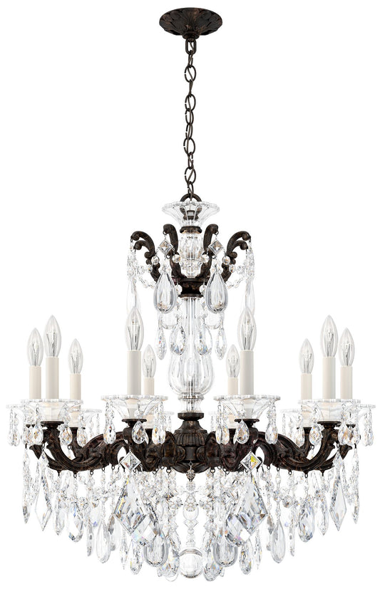 La Scala 29.5"H x 28"W 10-Light Crystal Chandelier in Heirloom Br