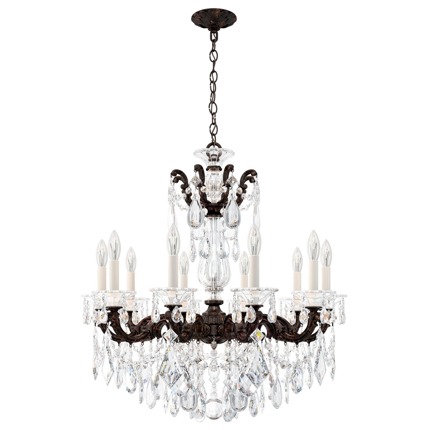 La Scala 29.5"H x 28"W 10-Light Crystal Chandelier in Heirloom Br