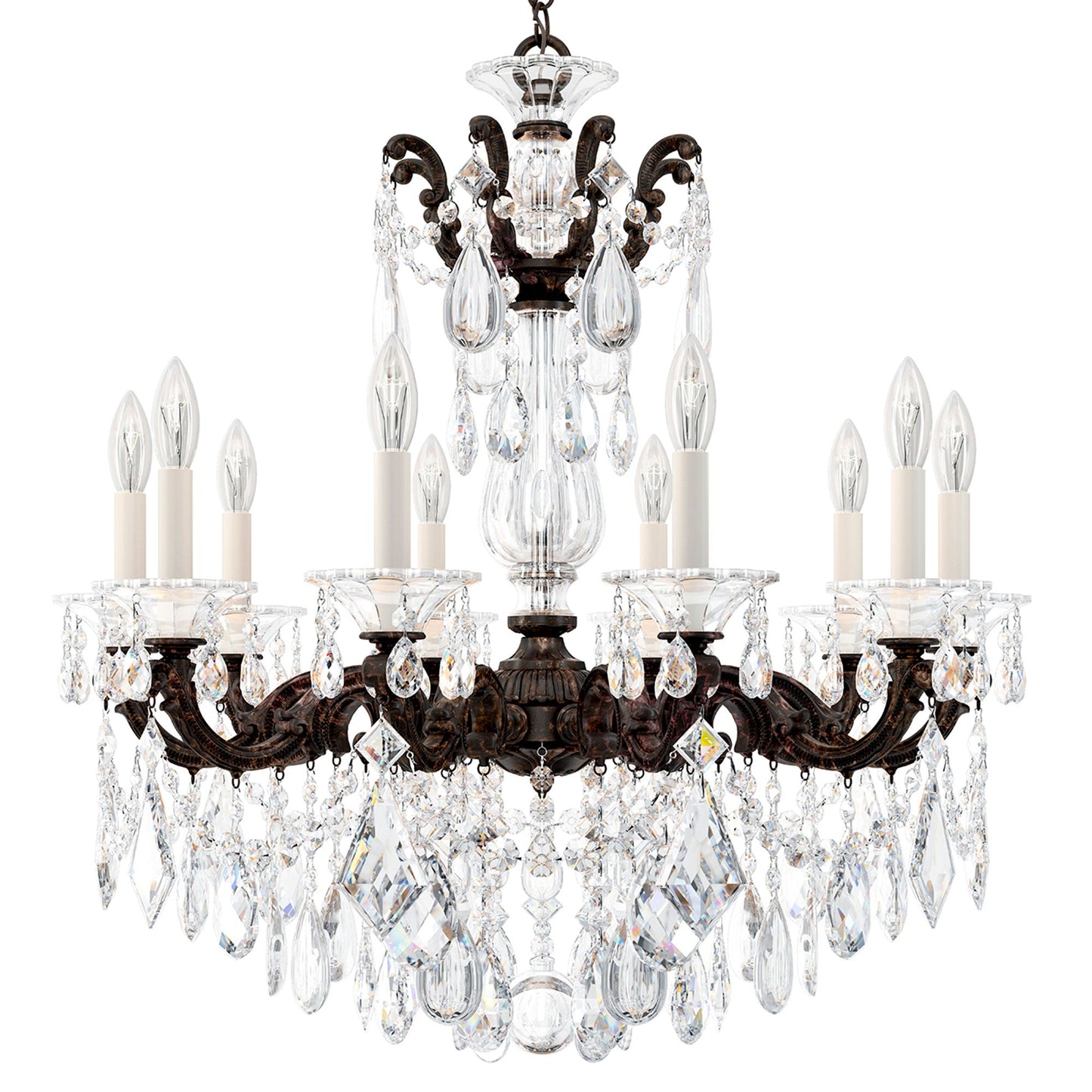La Scala 29.5"H x 28"W 10-Light Crystal Chandelier in Heirloom Br