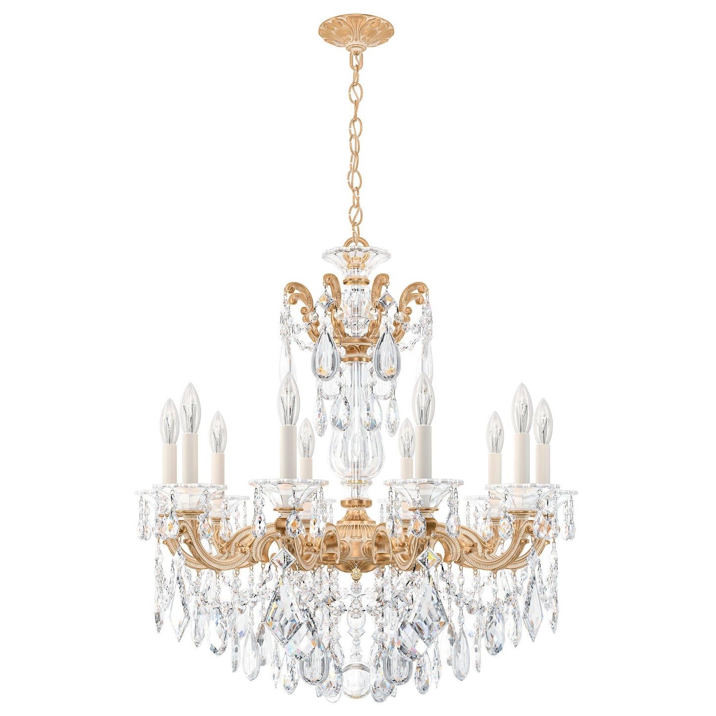 La Scala 29.5"H x 28"W 10-Light Crystal Chandelier in Parchment G