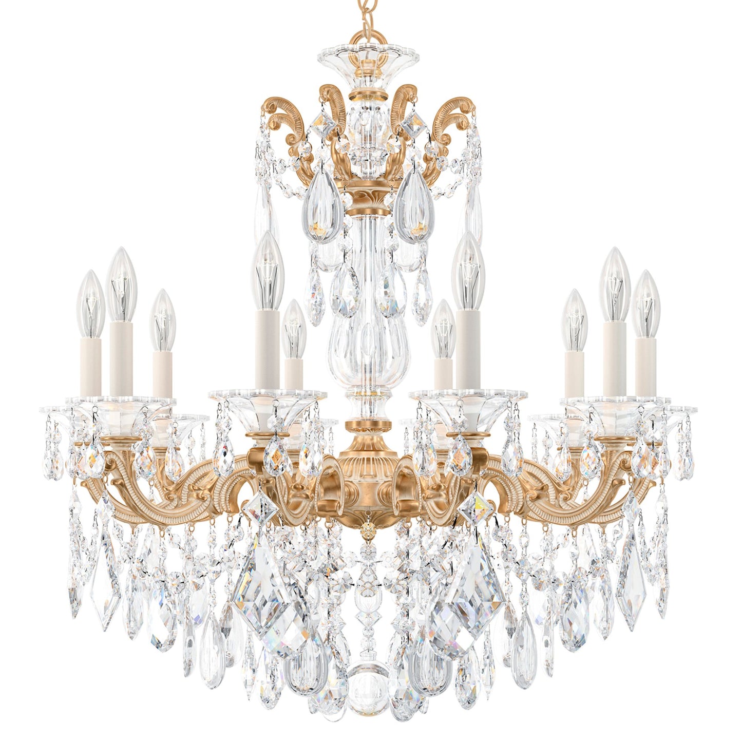 La Scala 29.5"H x 28"W 10-Light Crystal Chandelier in Parchment G