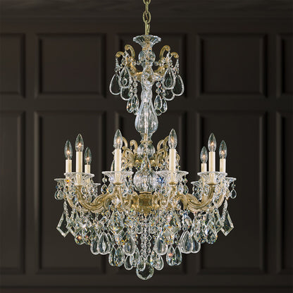 La Scala 38"H x 28"W 10-Light Crystal Chandelier in Parchment Gol