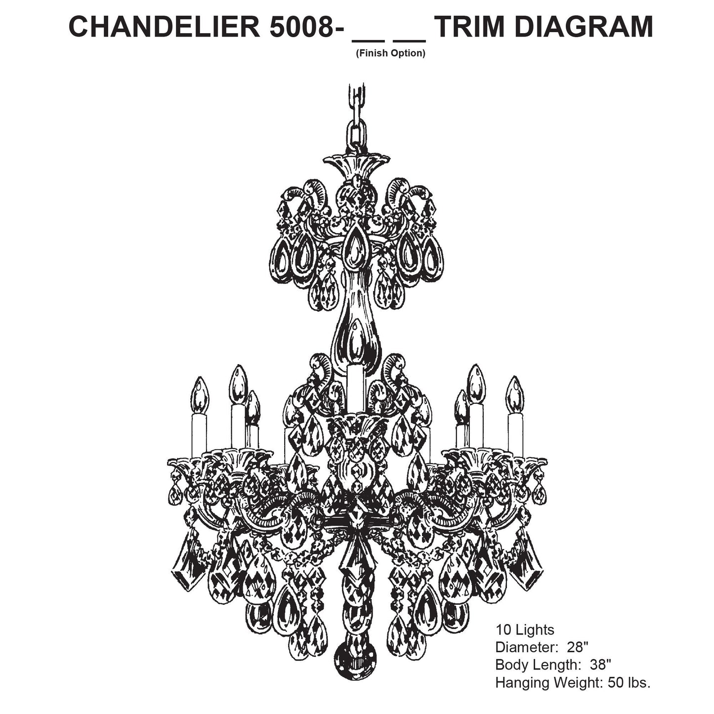 La Scala 38"H x 28"W 10-Light Crystal Chandelier in Parchment Gol