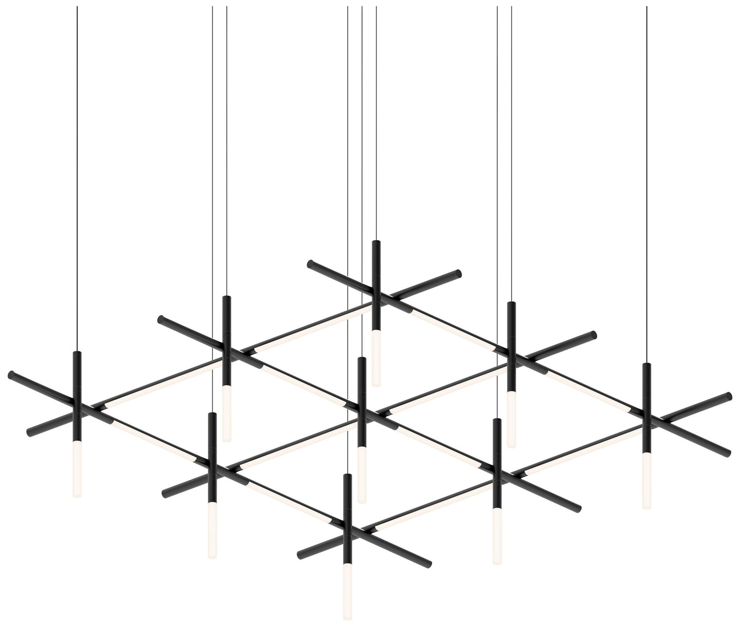 Labyrinth 74.25" Satin Black Square Chandelier