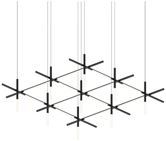 Labyrinth 74.25" Satin Black Square Chandelier