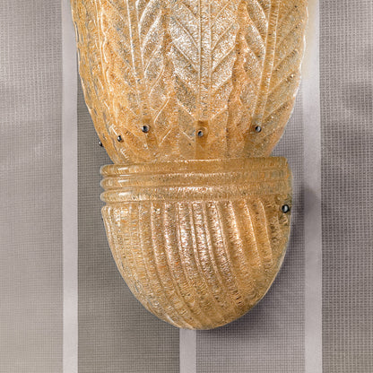 Large Amber Glass Leaf Wall Light