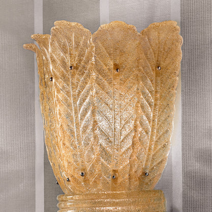 Large Amber Glass Leaf Wall Light