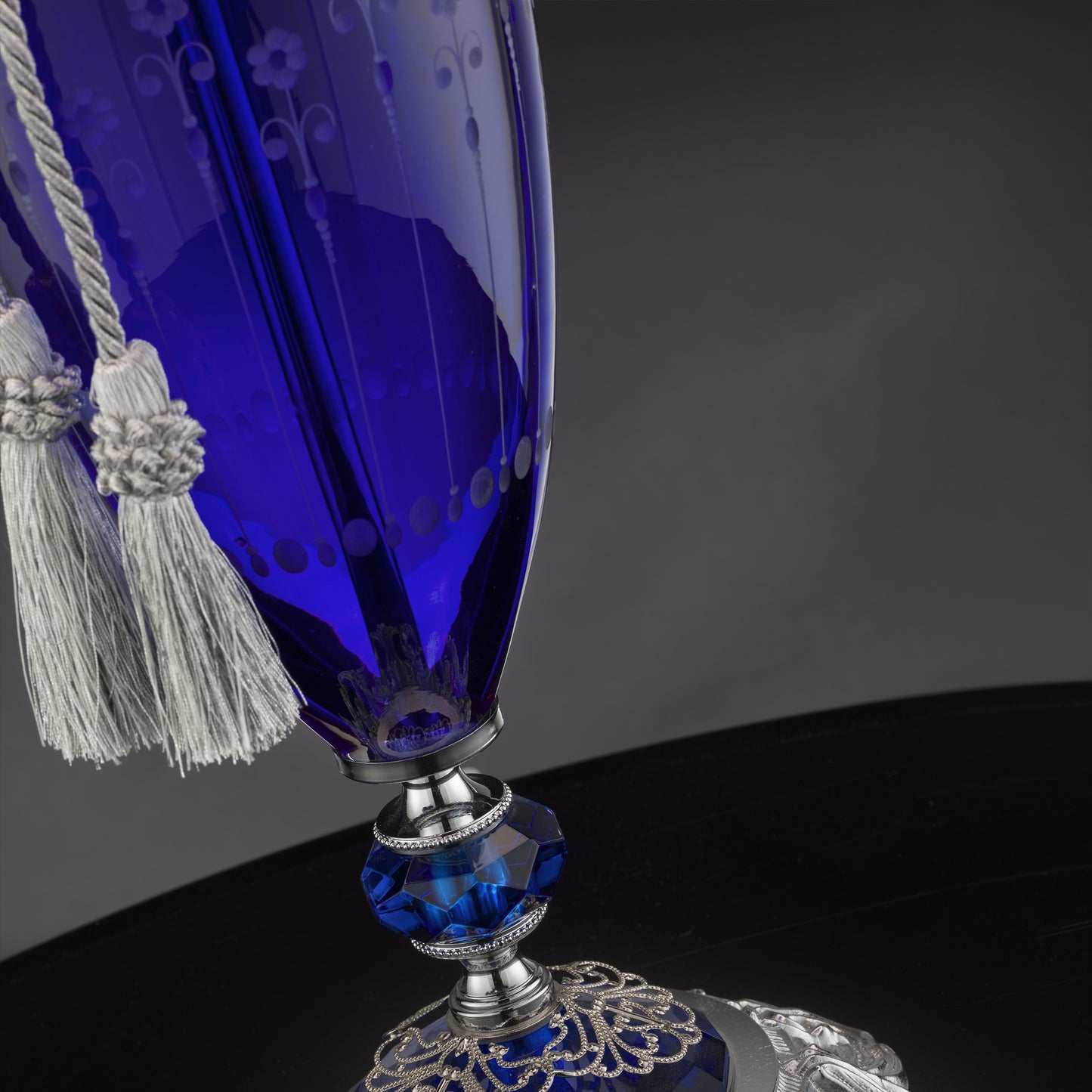 Large Blue Hand Blown Glass Table Lamp