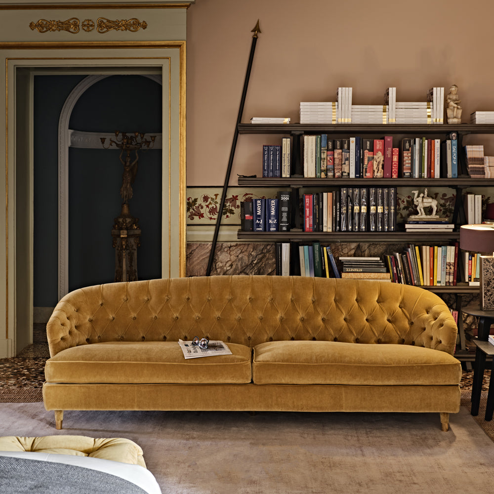 Large Button Upholstered Velvet Sofa