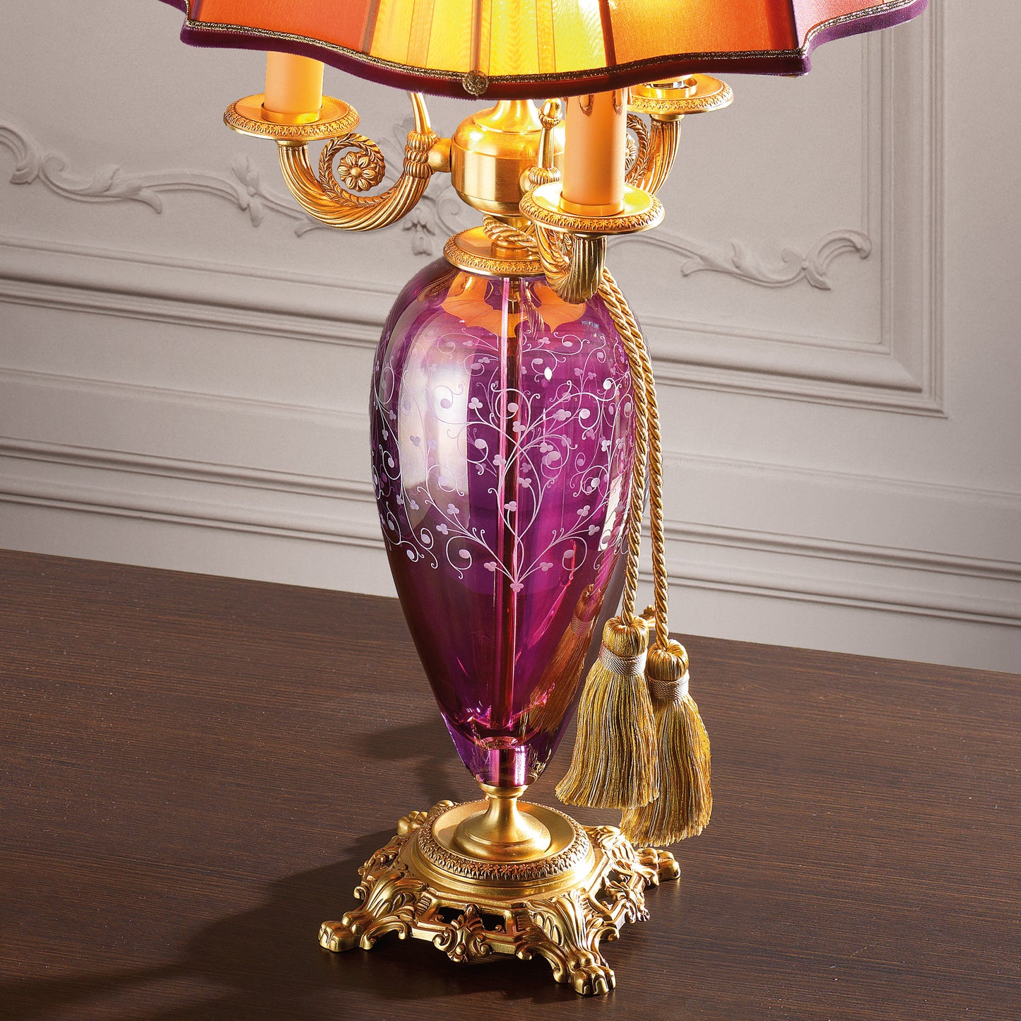 Large Candelabra Style Glass Table Lamp