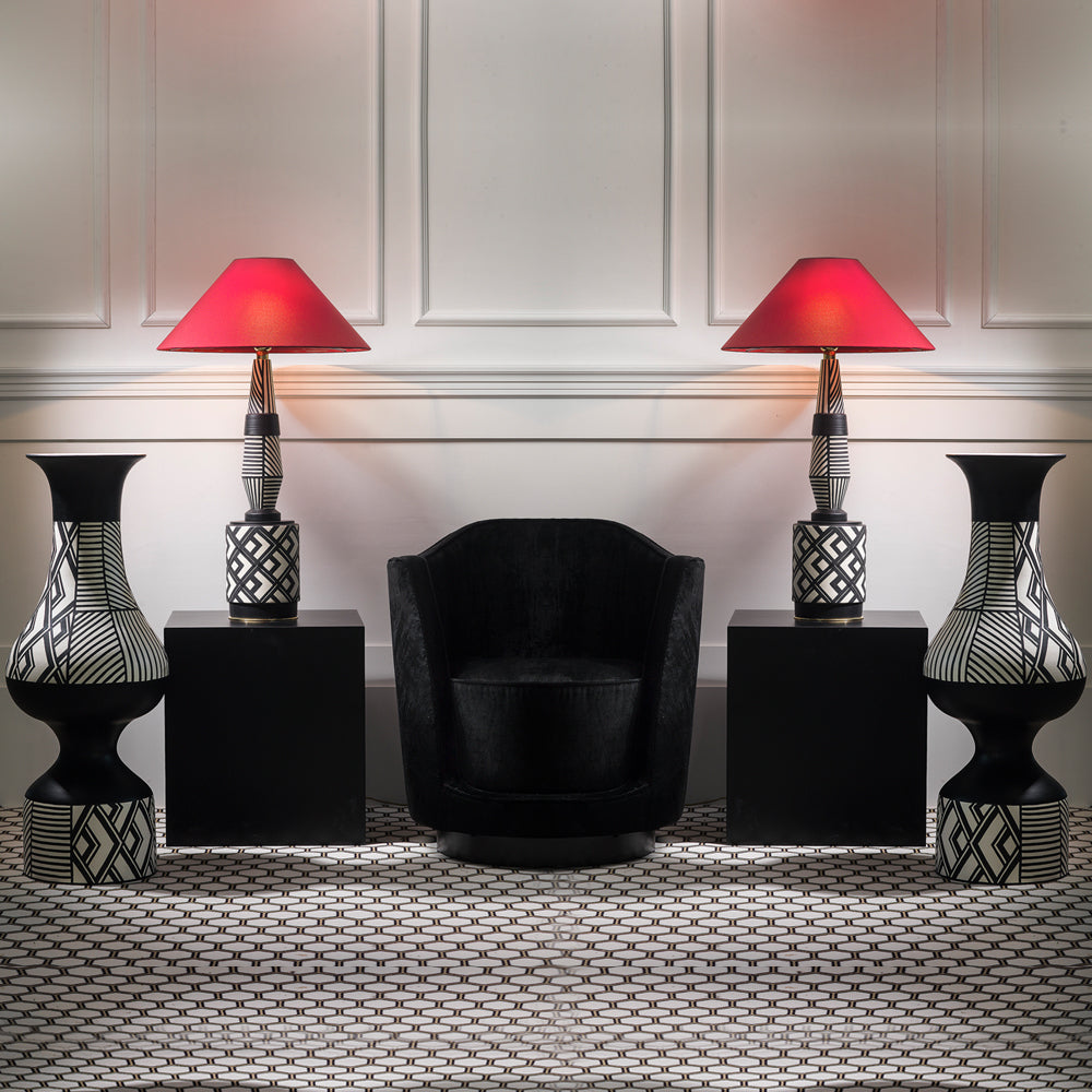 Large Ceramic Geometric Table Lamp