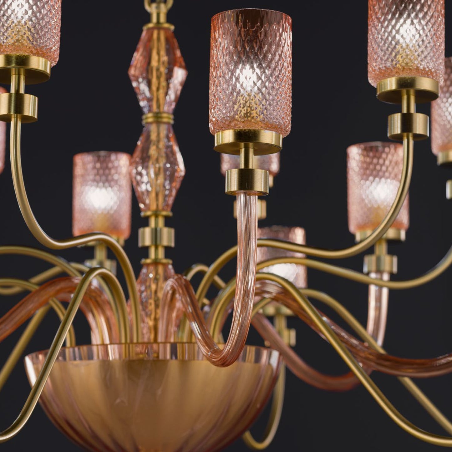 Large Chandelier With Balloton Effect Glass Shades