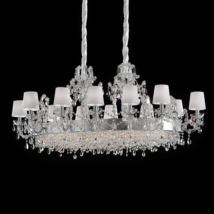 Large Classic Silver Oval Crystal Chandelier