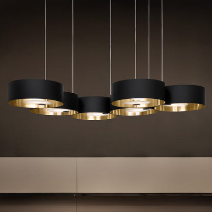 Large Contemporary Matt Black Suspension Light