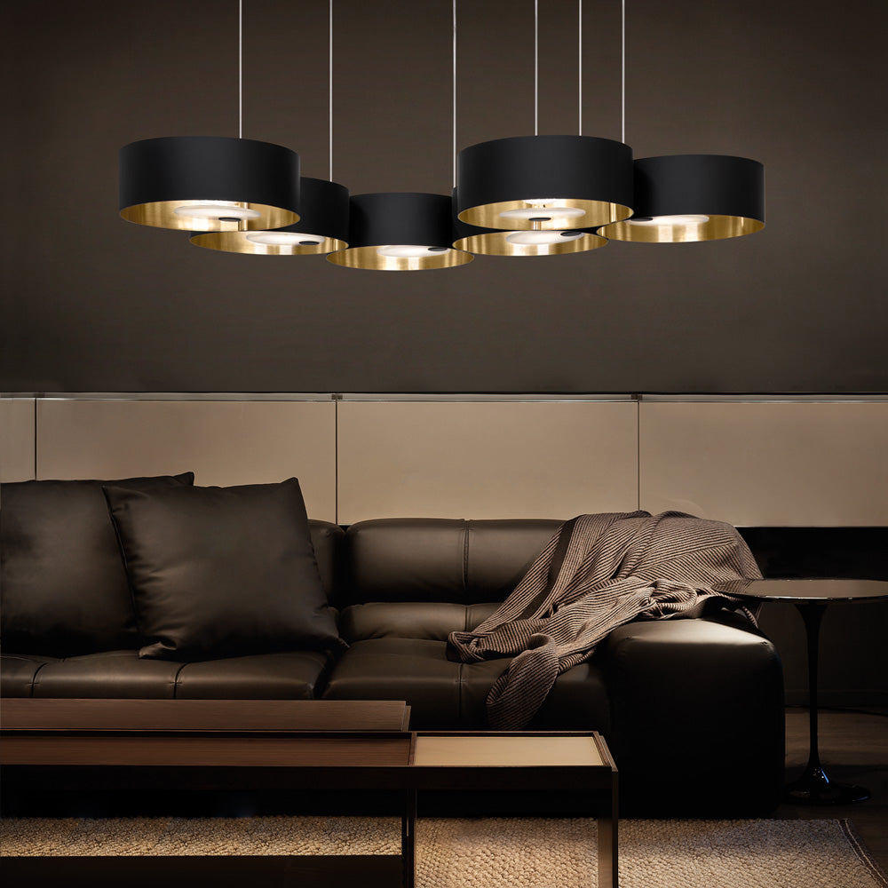 Large Contemporary Matt Black Suspension Light