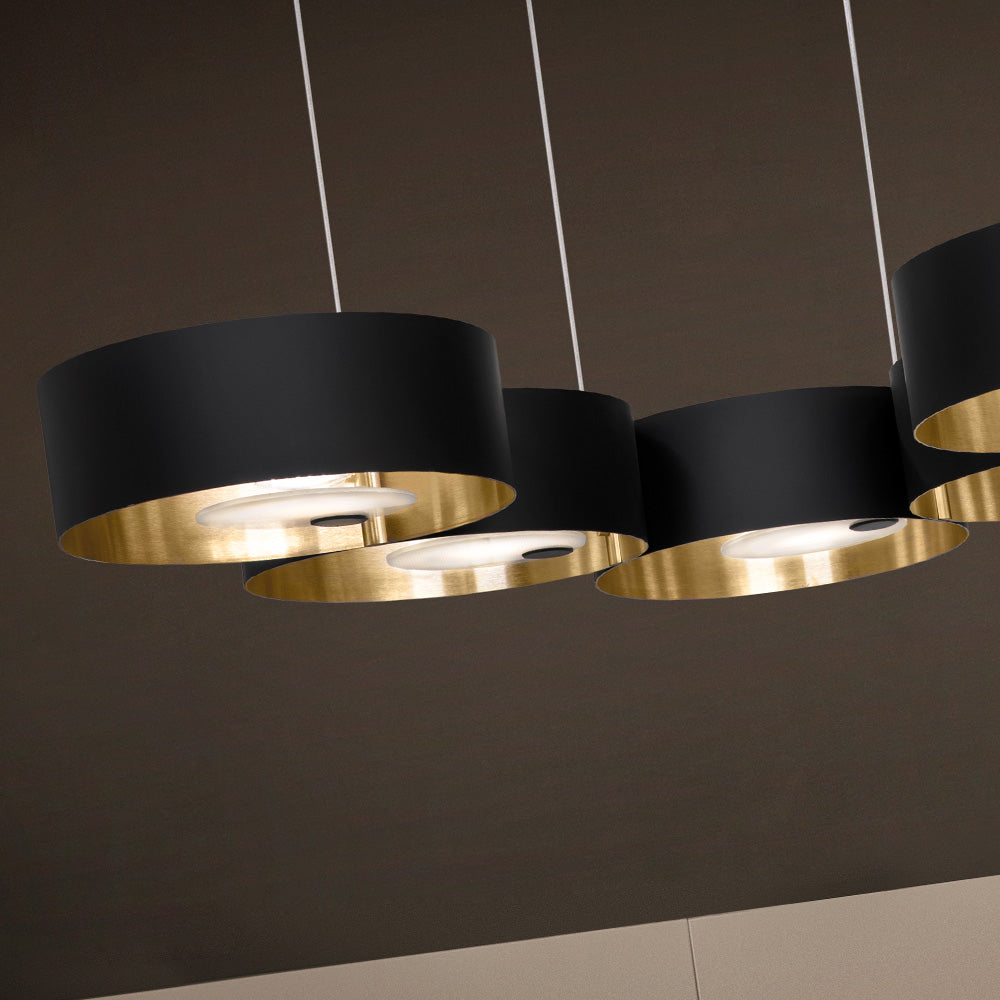 Large Contemporary Matt Black Suspension Light