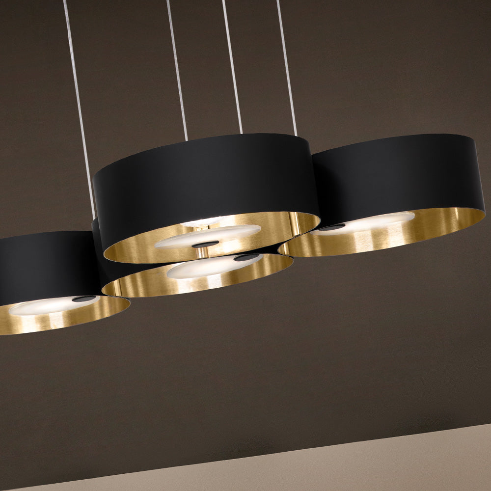 Large Contemporary Matt Black Suspension Light