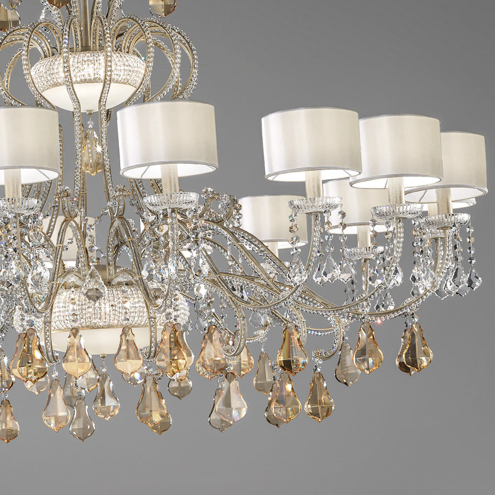 Large Crystal Chandelier With Shades