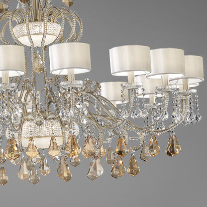 Large Crystal Chandelier With Shades