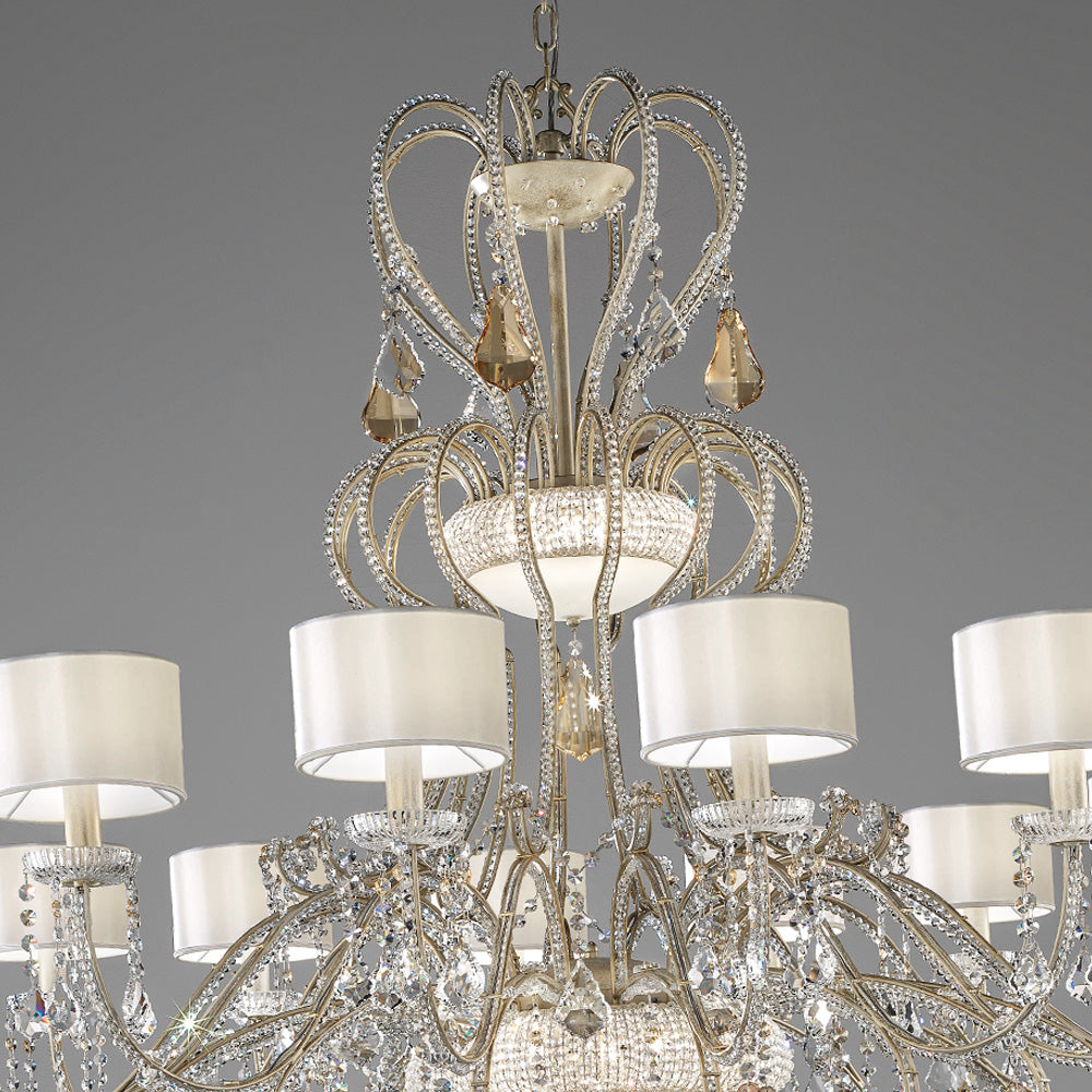 Large Crystal Chandelier With Shades