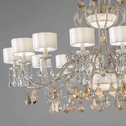 Large Crystal Chandelier With Shades