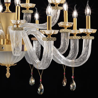 Large Elegant Chandelier With Pendant Drops