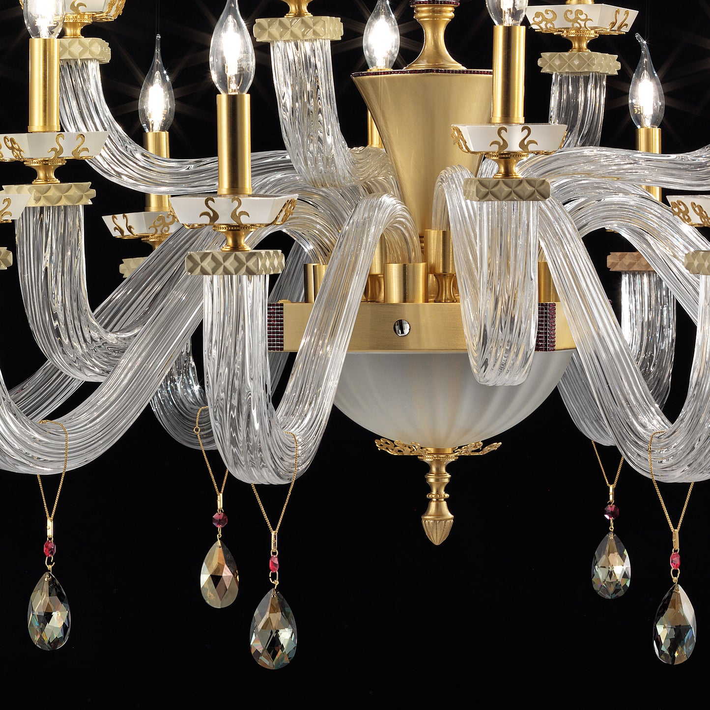 Large Elegant Chandelier With Pendant Drops