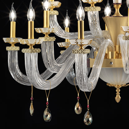 Large Elegant Chandelier With Pendant Drops