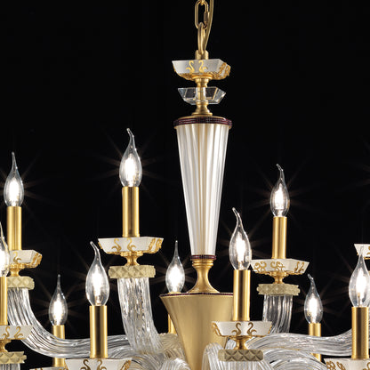 Large Elegant Chandelier With Pendant Drops