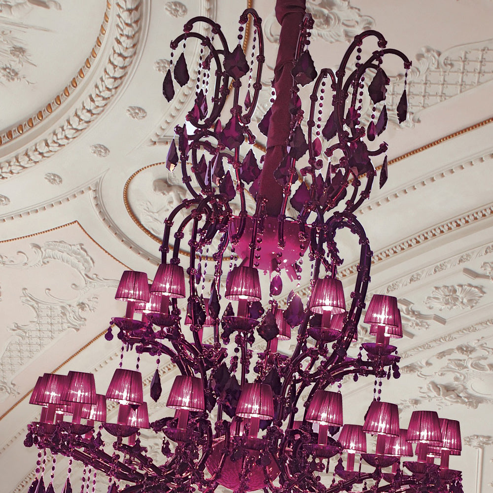 Large Fuchsia Pink Glass Chandelier