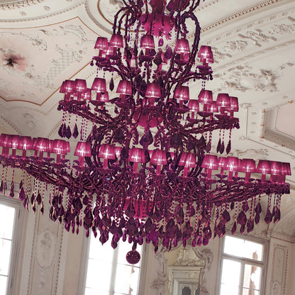 Large Fuchsia Pink Glass Chandelier