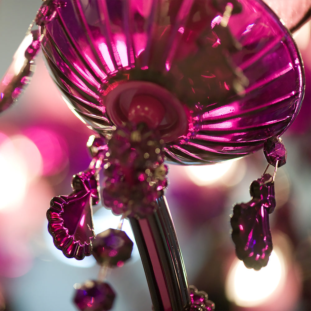 Large Fuchsia Pink Glass Chandelier