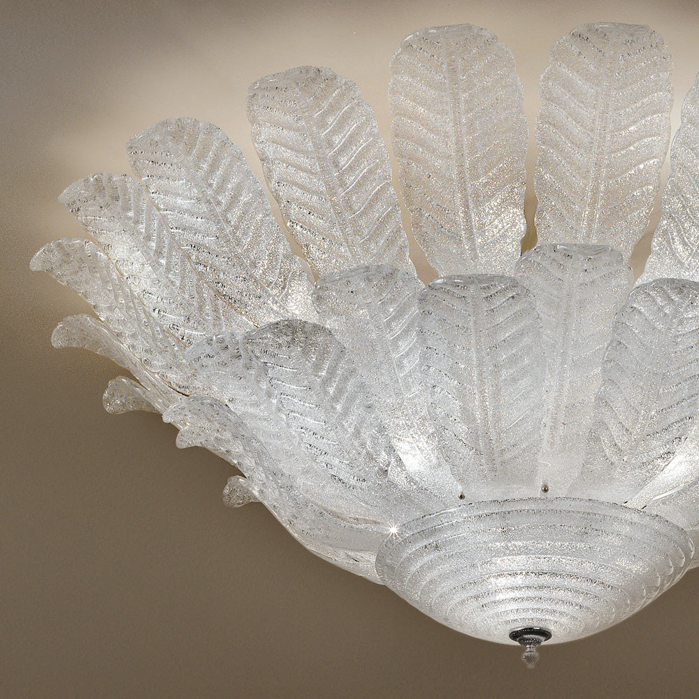 Large Double Tier Glass Leaf Ceiling Light