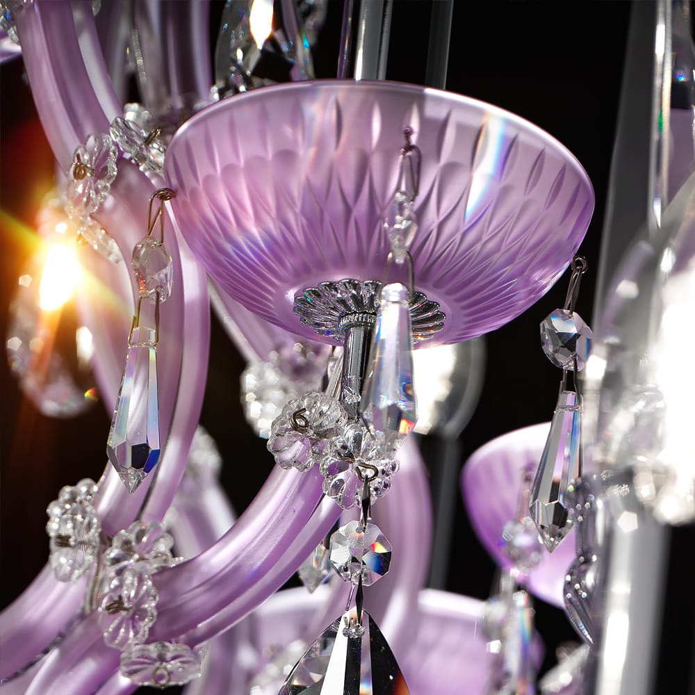 Large Hand Crafted Italian Lilac Crystal Chandelier